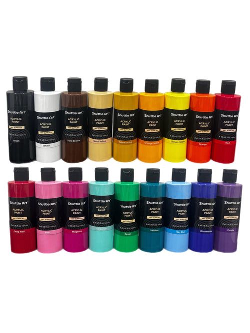 Acrylic paint kit - x1 fine brush x1 thicker brush x1 6pot paint strip